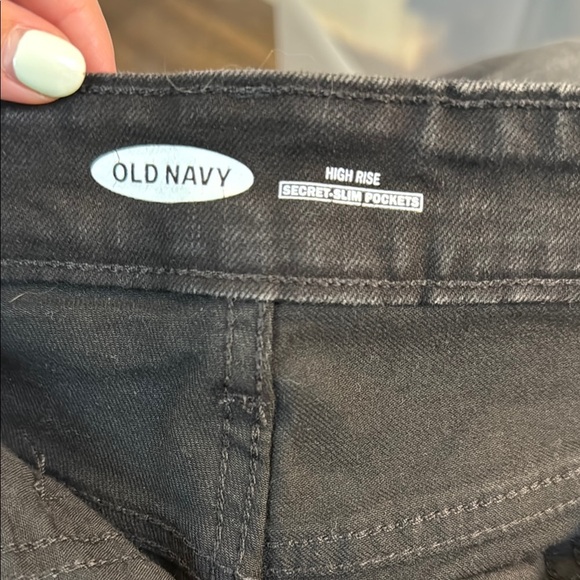 Old Navy Black Jean Shorts Distressed Cut-Off Style - Picture 3 of 4